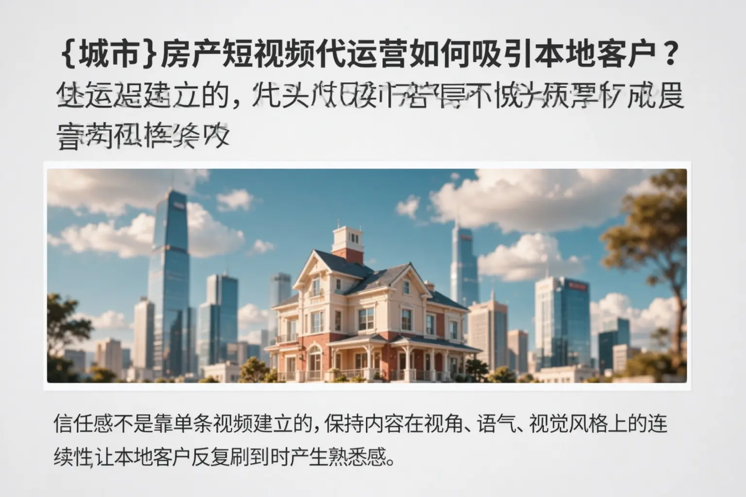肥西房产短视频代运营如何吸引本地客户？